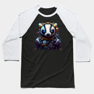 Cyborg Badger with Glowing Blue Eyes Baseball T-Shirt